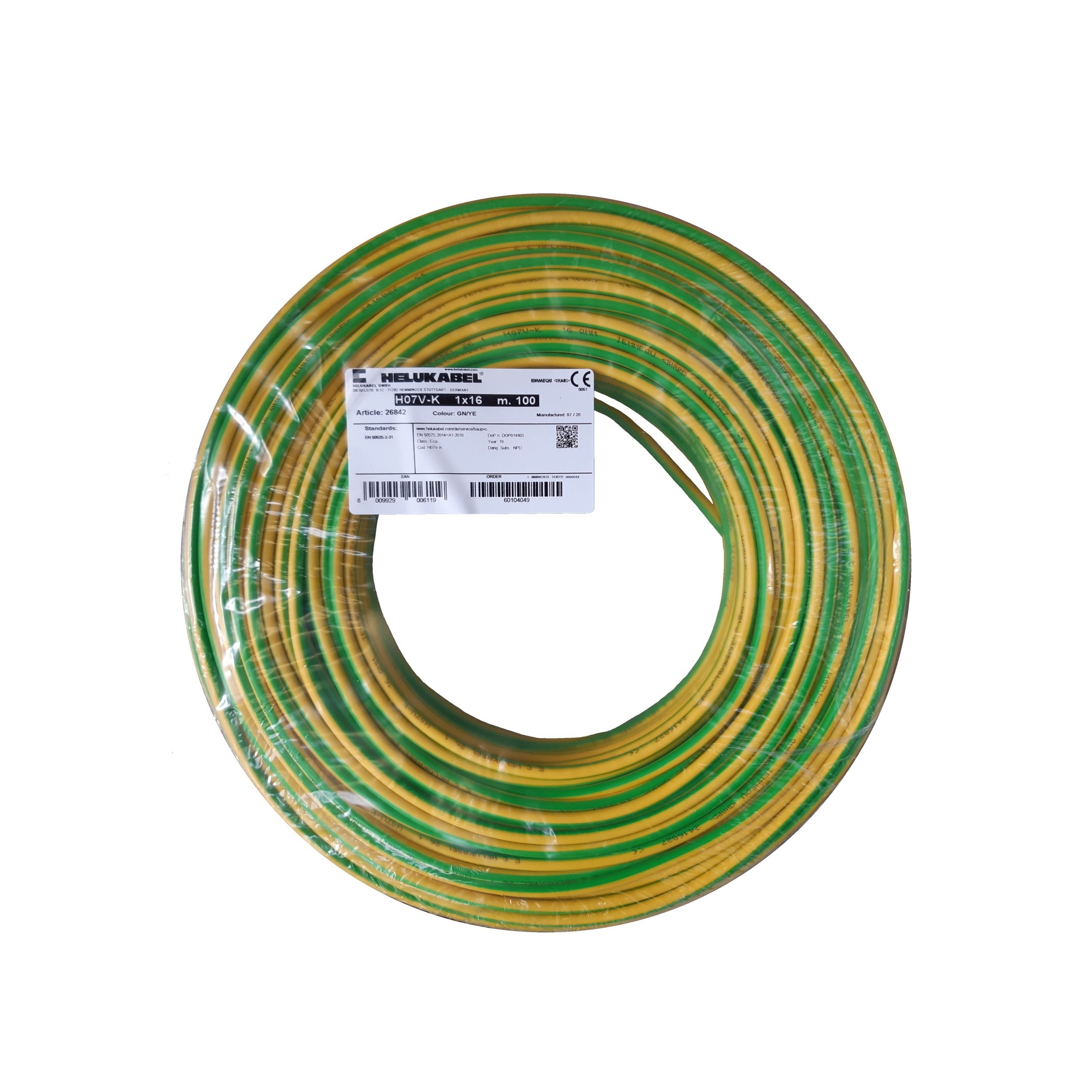 Kabel gelb-grün 16 mm2 100 m Helukabel