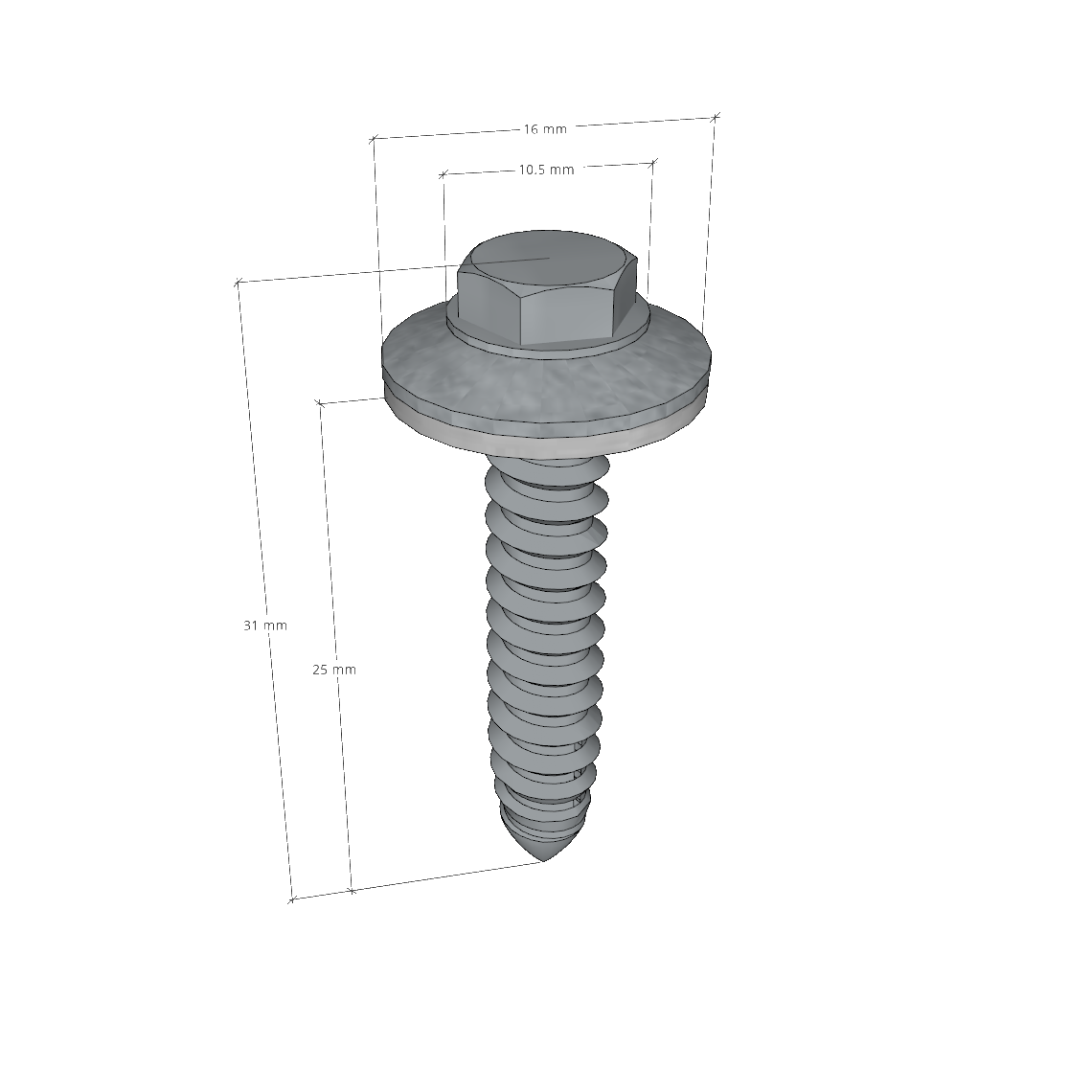 Selbstbohrende Schraube 6x25 BI-METAL