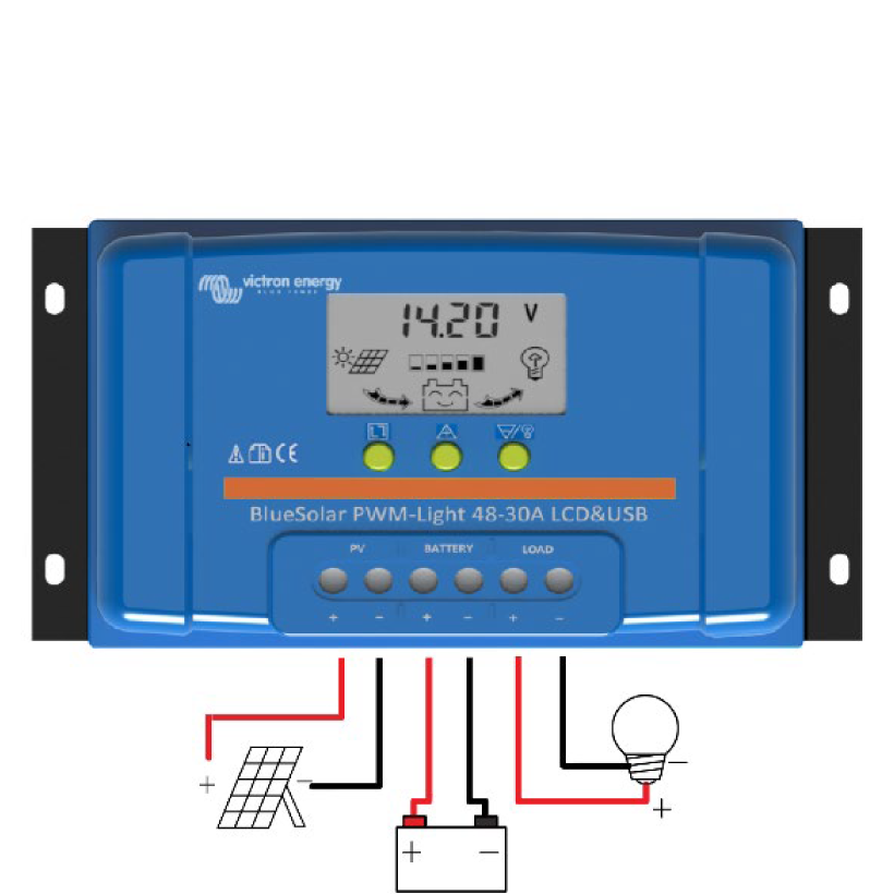 Laderegler BlueSolar PWM 48 V - 10 A Victron Energy