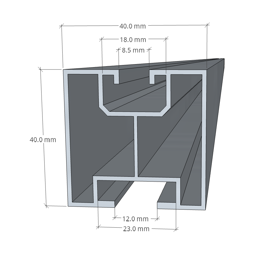 Mounting Rail type T 40 x 40 x 4400 mm