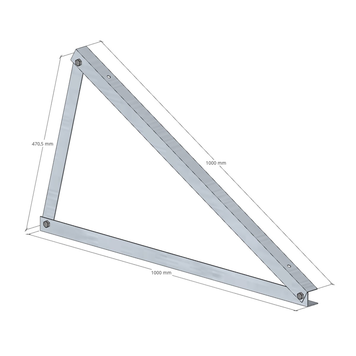 Dreieck 25 ° HORIZONTALE Montage Aluminium