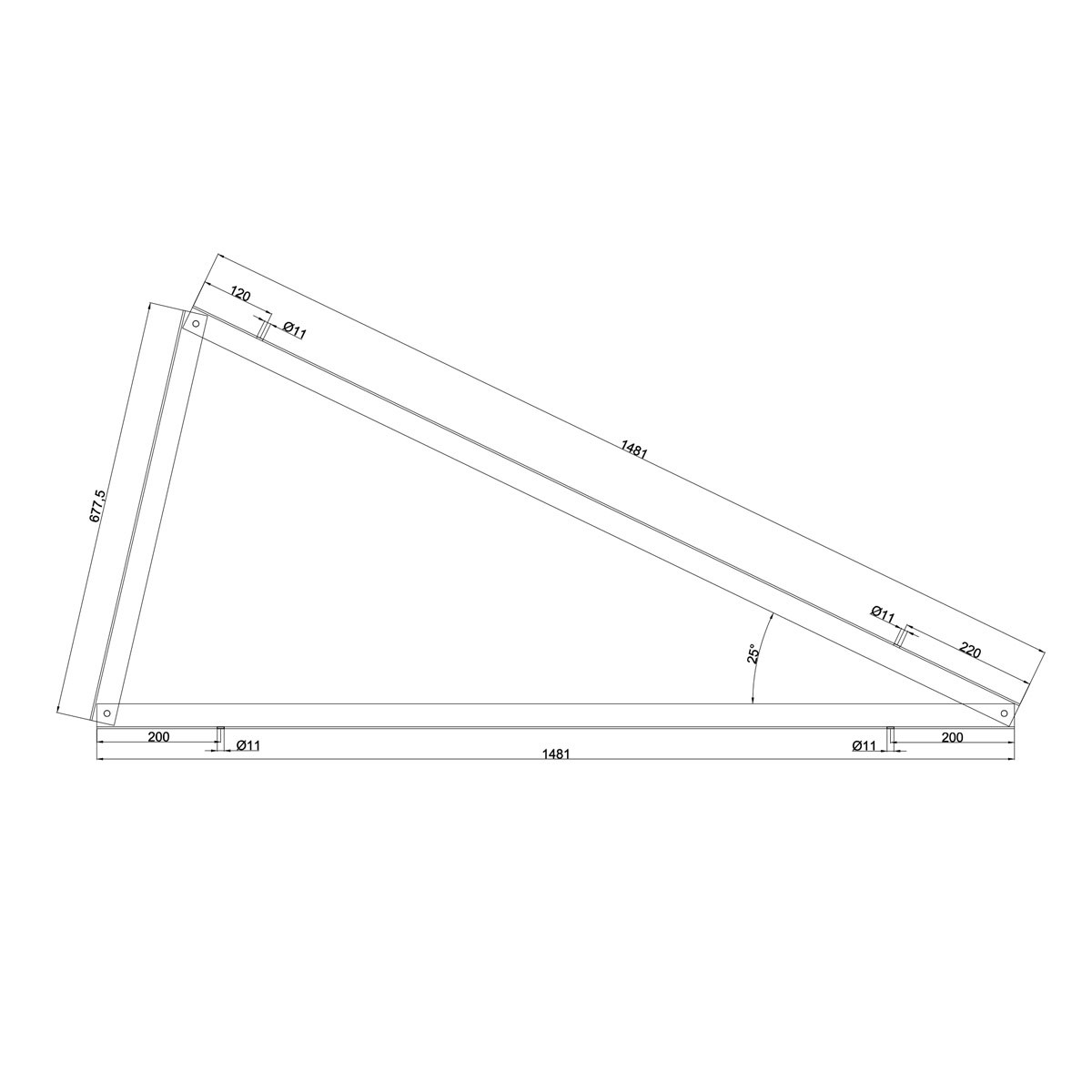 Mounting triangle 25 degrees vertical