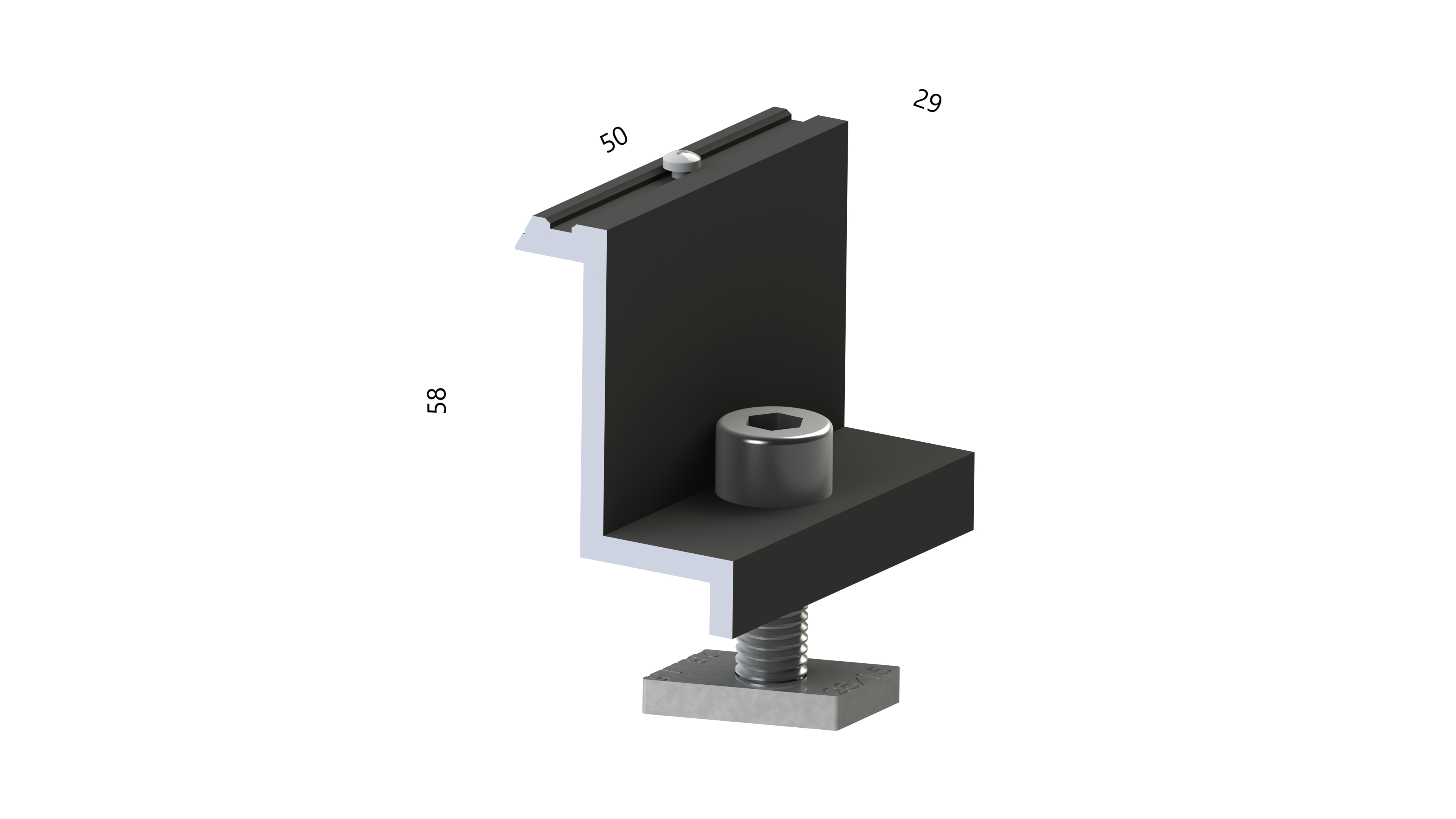 Endklemme 35 schwarz mit Stiften + Schraube M8x30 Alumero